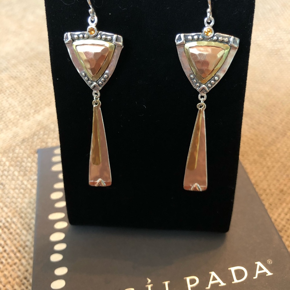 New Silpada Sterling Brass Copper Drop Earrings